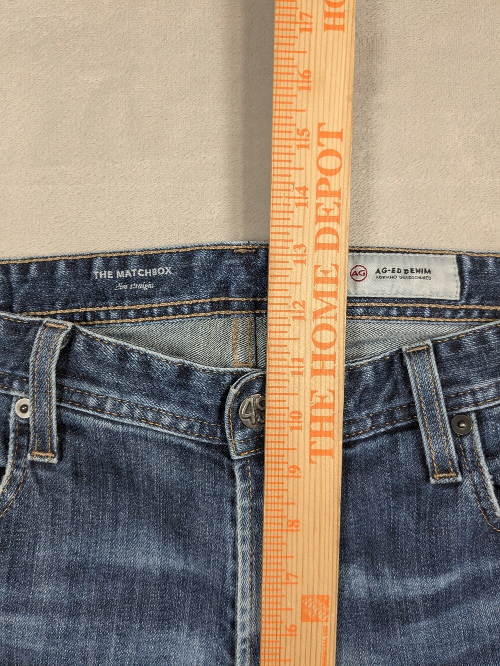 AG Adriano Goldschmied Mens 36 Matchbox Slim Straight Blue Stretch Jeans - Picture 10 of 16
